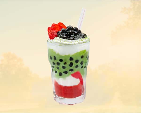 Strawberry Matcha Affogato Boba