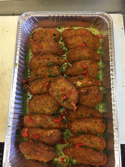 Herb Crusted Flash Fried Swiss in baking pan