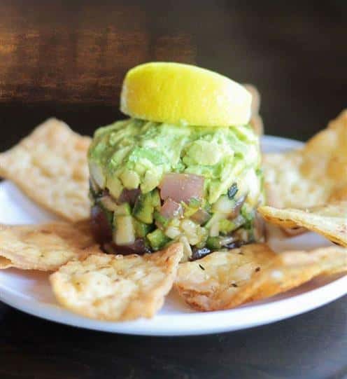 tuna salad with pita chips