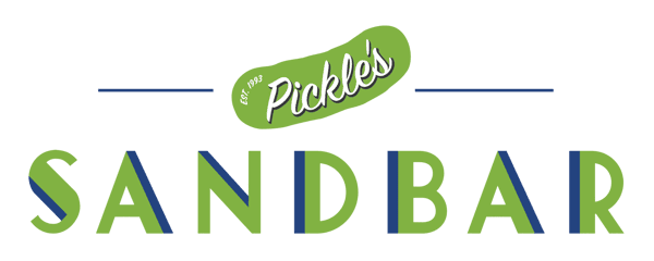 Pickle's Sandbar logo featuring the iconic Pickle's branding in green and blue, representing a popular beachfront restaurant and bar in Seaside, Florida.