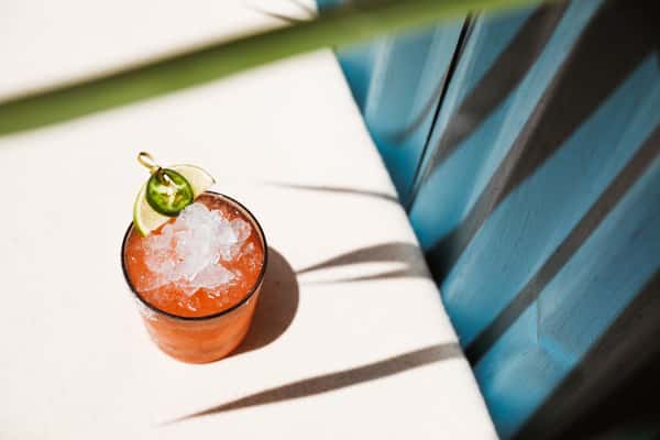 Cocktail with lemon and jalapeno