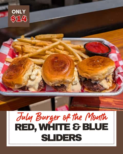 The Upstairs Pub Burger of the Month : The Red, White & Blue Sliders (3)