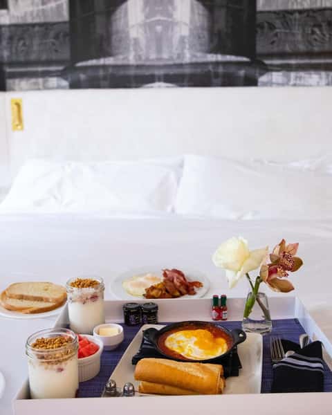 In-room dining in platter with breakfast