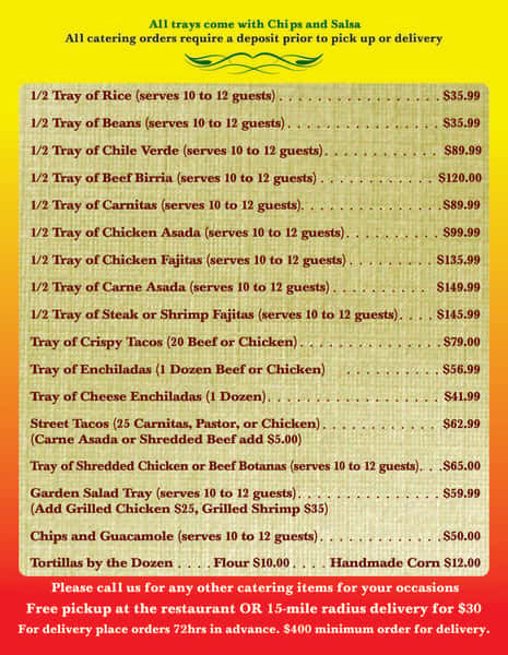 CATERING MENU