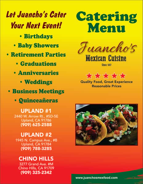 CATERING MENU AND LOCATIONS