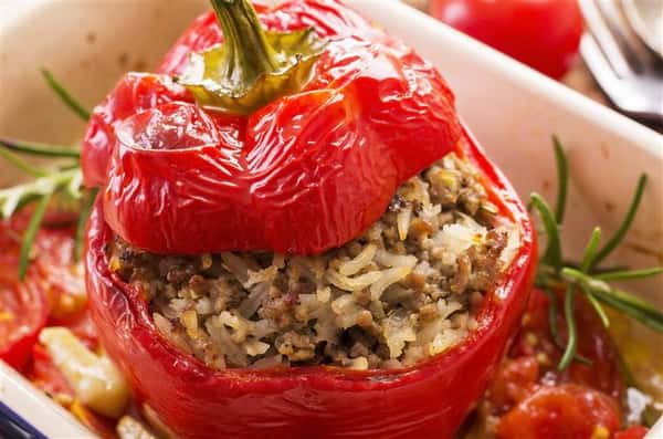 stuffed pepper with rice and meat