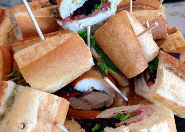 catering display of sandwiches
