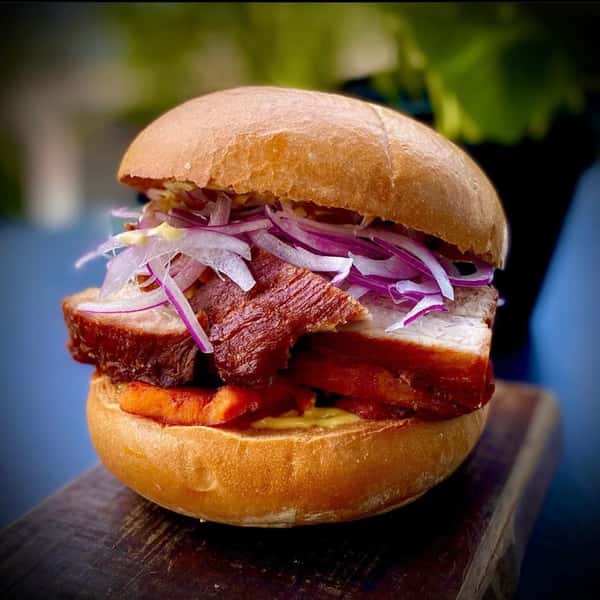 Pan con Chicharron (also available on Sat from 11:30am - 3:00pm and Sun from 12pm - 5:00pm)