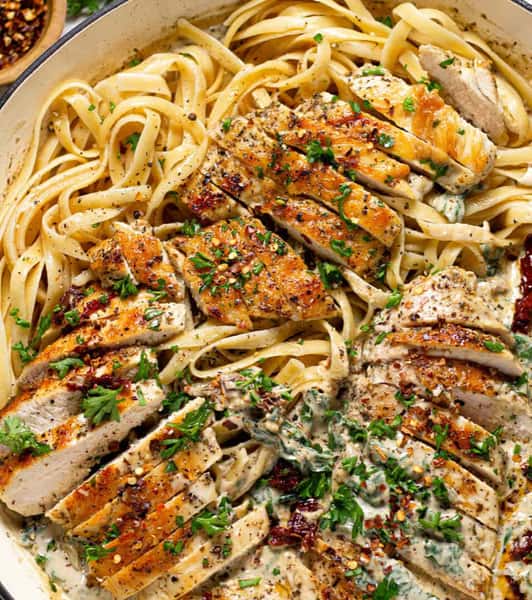 Blackened Chicken Pasta with Alfredo cream sauce