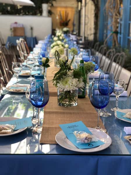 table set for catered event bridal shower