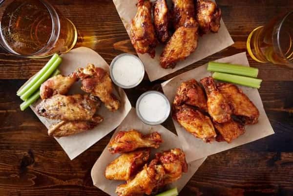 Tavern Wings with a variety of Sauces for Dipping