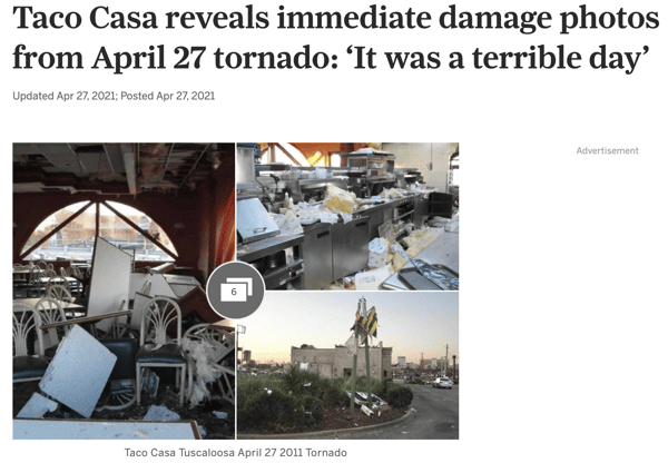 Taco Casa reveals immediate damage photos from April 27 tornado: 'It was a terrible day'