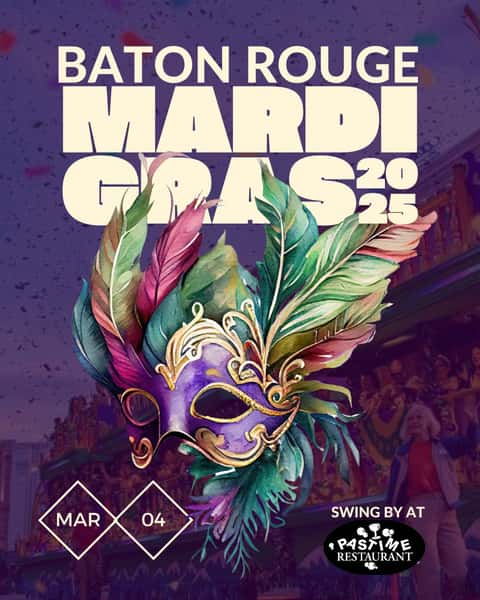 Headed to the Baton Rouge Mardi Gras party? Swing by Pastime first! We've got the perfect hearty dishes to get you going, and the ideal spot to relax after the festivities. Our doors are open, the food's hot, and the atmosphere's buzzing. Come experience a true taste of Louisiana.

pastimerestaurant.com

#PastimeRestaurant #ThePastime #BatonRougeEats #BatonRougeRestaurant #BatonRougeEvents