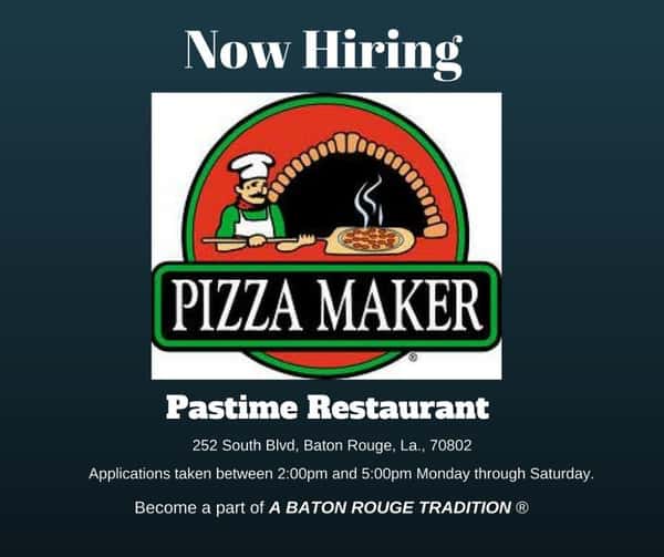 We are now hiring for a Lunch shift Pizza Maker. 
You will be making our award winning Pizzas and Calzones
and prepping ingredients during our non rush times.