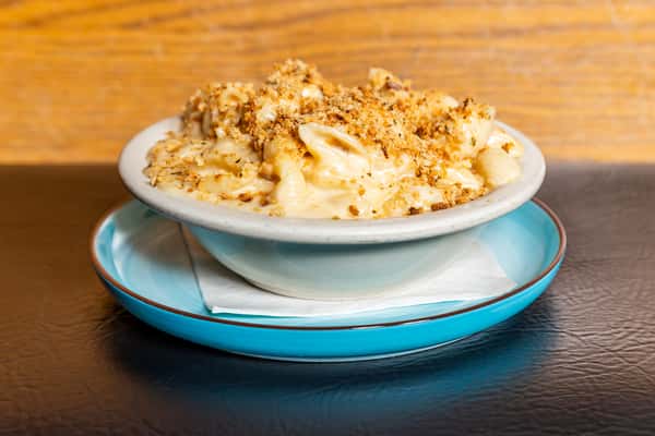 Creamy truffle lobster mac and cheese topped with toasted breadcrumbs at Gorat's Steak House