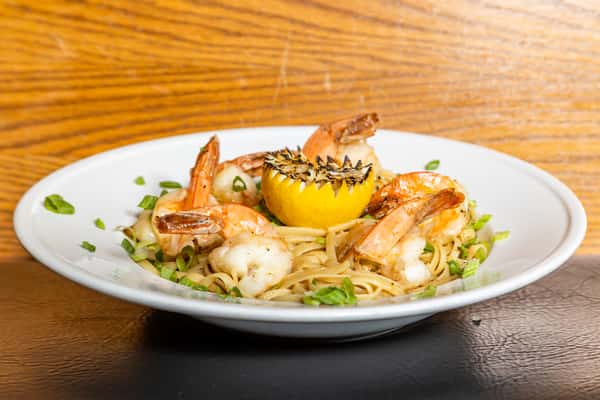 Shrimp scampi with pasta, tomatoes, herbs, and Parmesan at Gorat's Steak House in Omaha