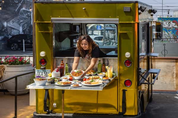 Person working on a food truck