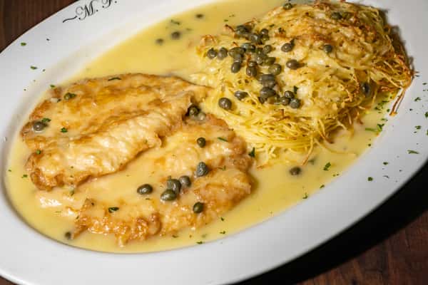 Veal, Chicken or Seabass Piccatta