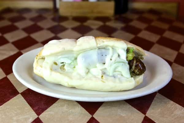 a mozzarella meatball sub