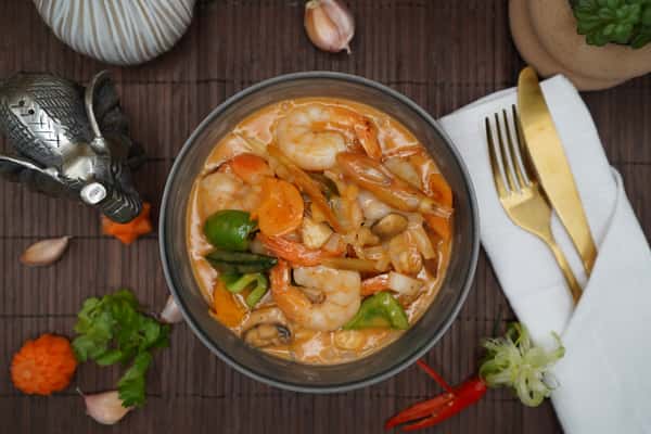 Thai Red Curry with Tiger Prawns