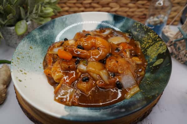Black bean tiger prawn