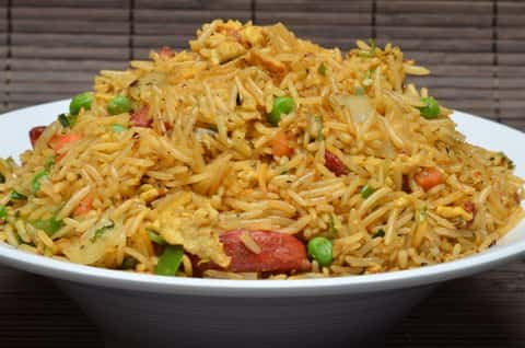Tandoori fried rice on a plate