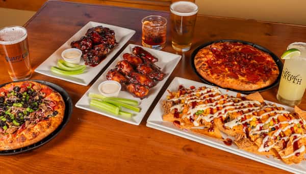 apps, pizzas, and drinks for web
