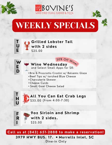 bovines weekly specials