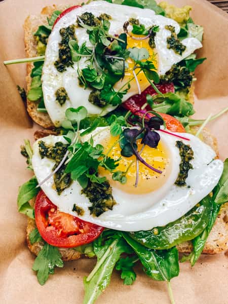 Avocado toast with sunny side up egg
