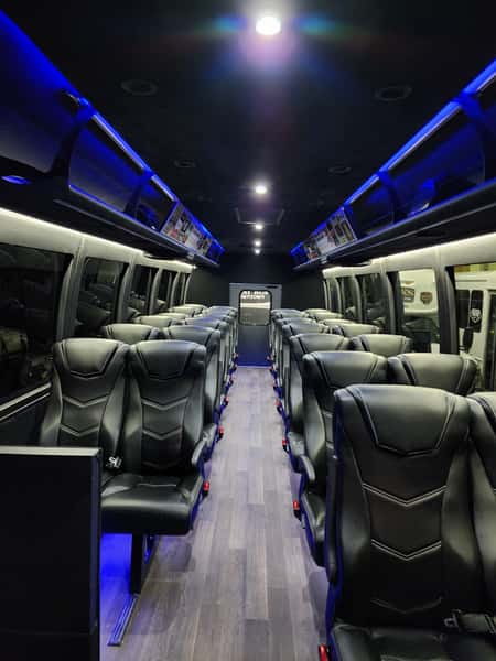 Luxury shuttle bus rentals available for private events