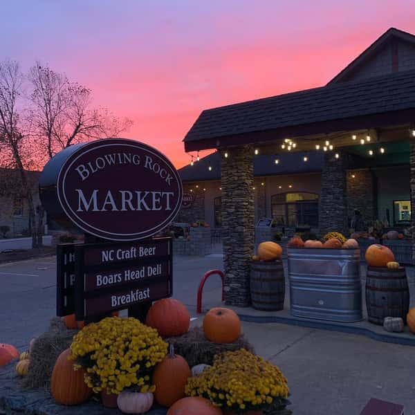 market exterior at sunset