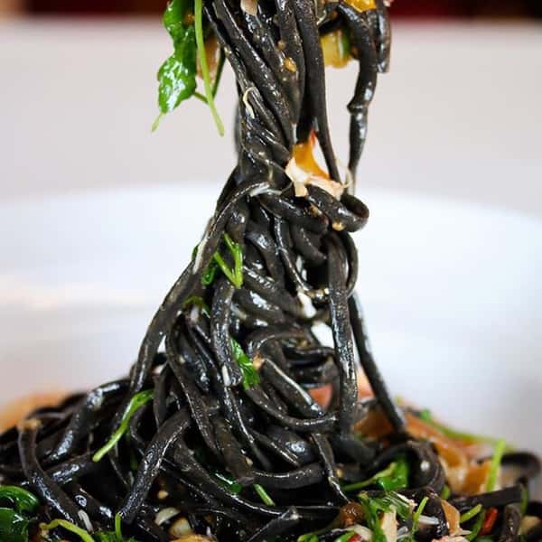 Homemade Black Ink Pasta with Dungeness Crab
