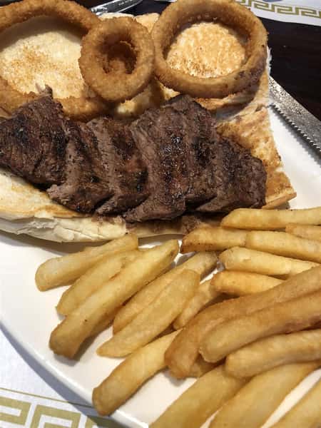 Open Sliced Steak Sandwich with Fries