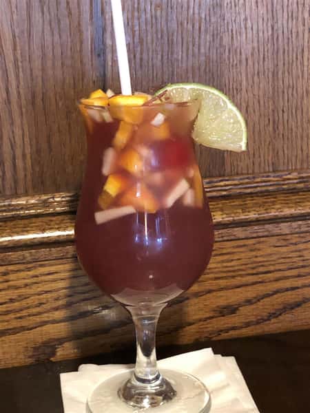 sangria with a lime garnish