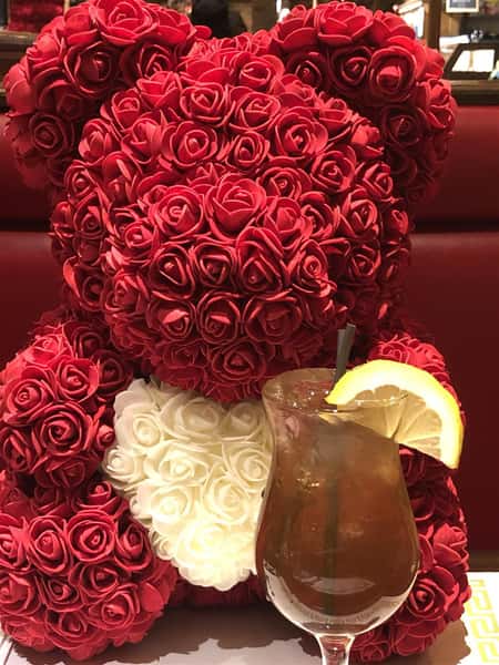 Valentines Day Rose Bear with Long Island Iced Tea