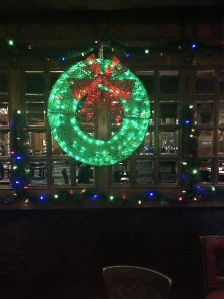 a wreath made of lights