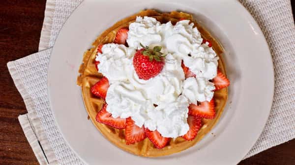 Waffle, Fresh Strawberries & Whipped Cream