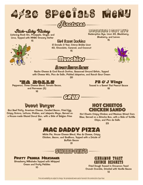 4/20 Specials Menu