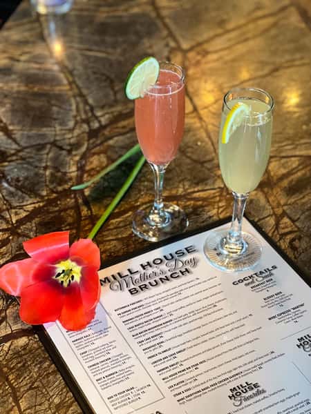 Glasses, menu, and tulip