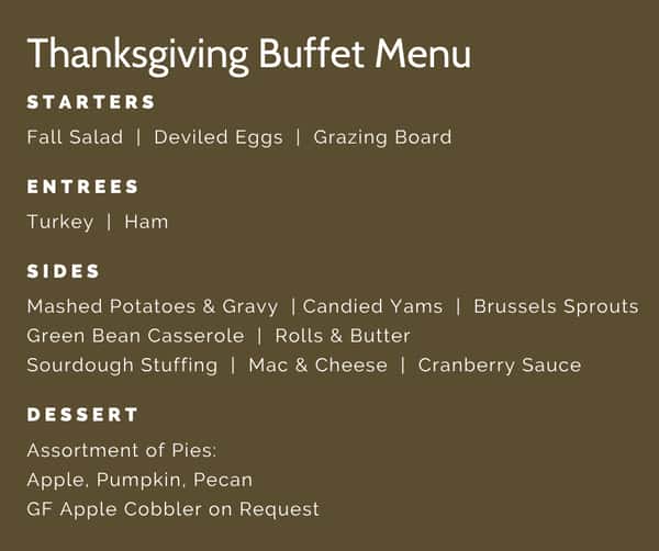 Thanksgiving Buffet Menu