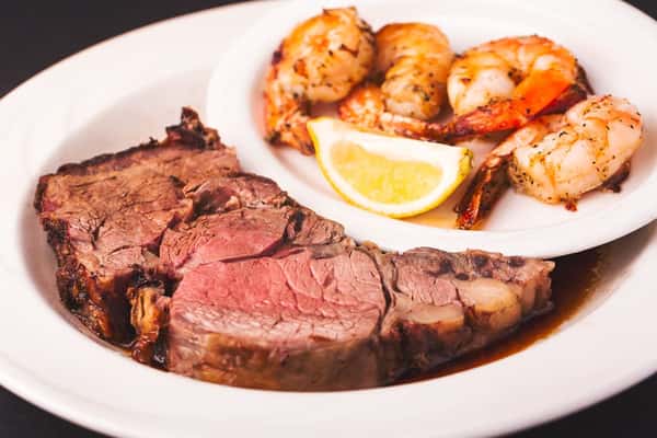 Prime Rib and Grilled Shrimp