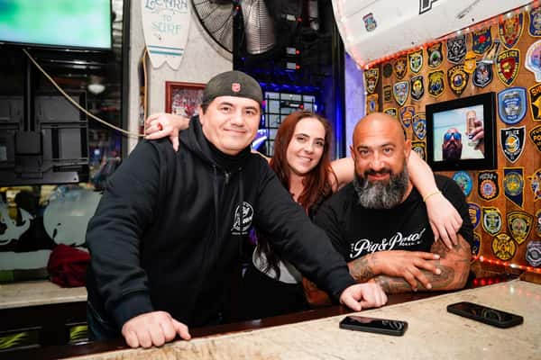 Mike with bouncer and bartender