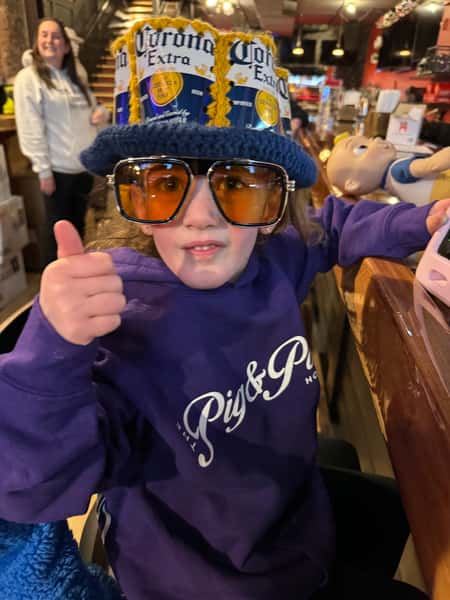 Young customer with oversized sunglasses