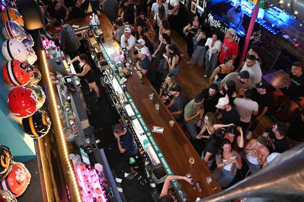 over view of the bar from up top