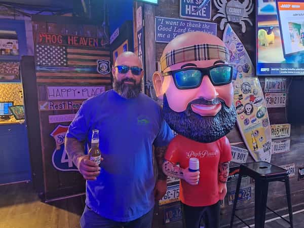 Mike with Giant Bobblehead
