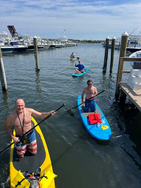 Kayakers in marina