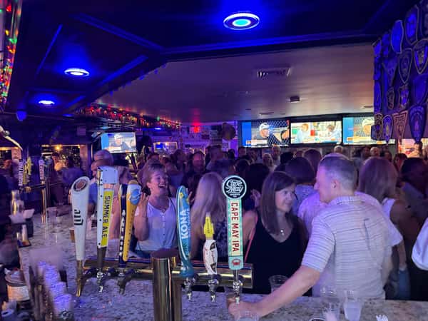 nighttime busy bar