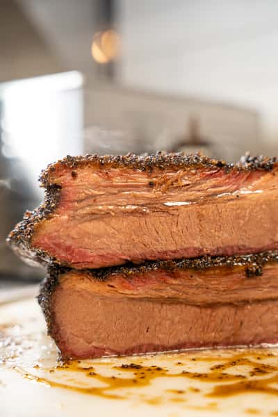A slab of brisket