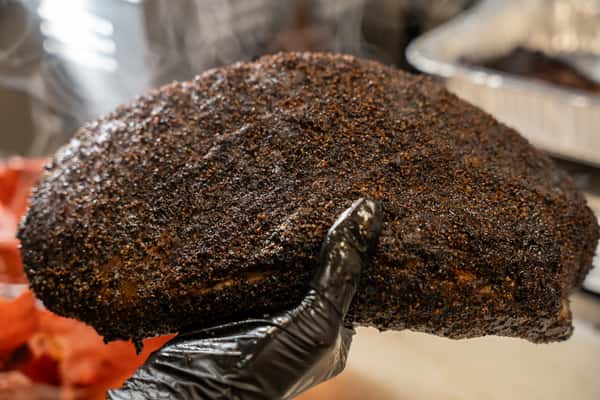 A large slab of beef brisket