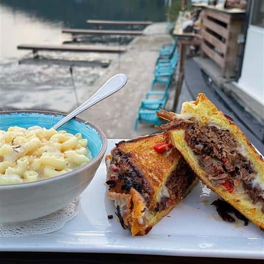 sandwiches and bowl of macaroni
